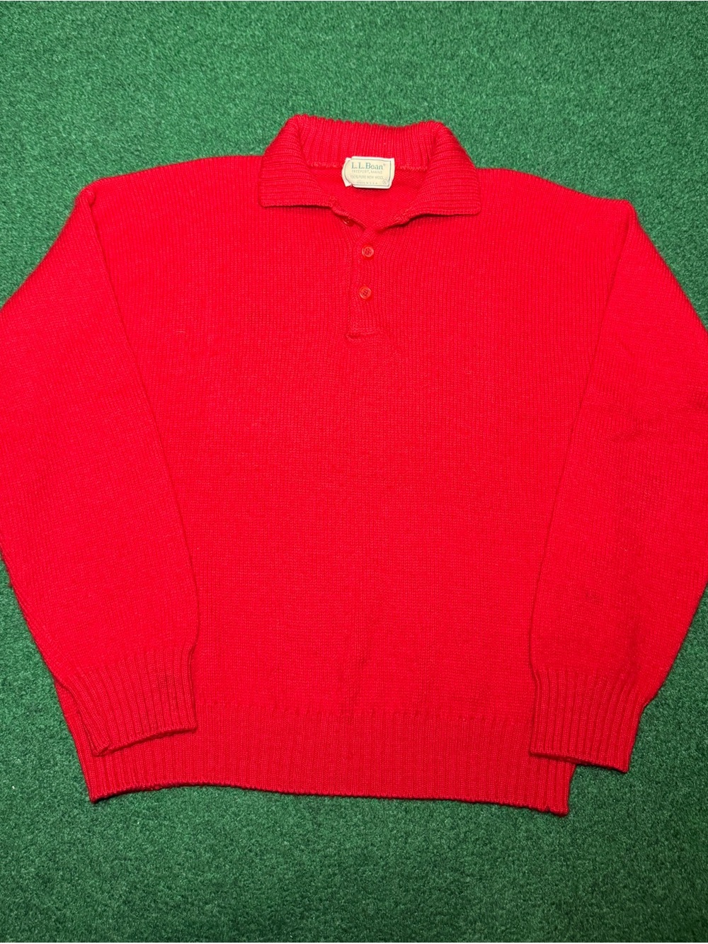 Vintage 70s L.L. Bean Red Sweater, 100% Pure New Wool Americana Christmas Large